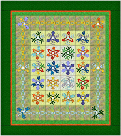 Queen size quilt for Elemental Spirits BOM